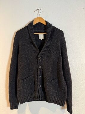 Life After Denim-Shawl-Collar Speckled Knit Cardigan Sweater - Black